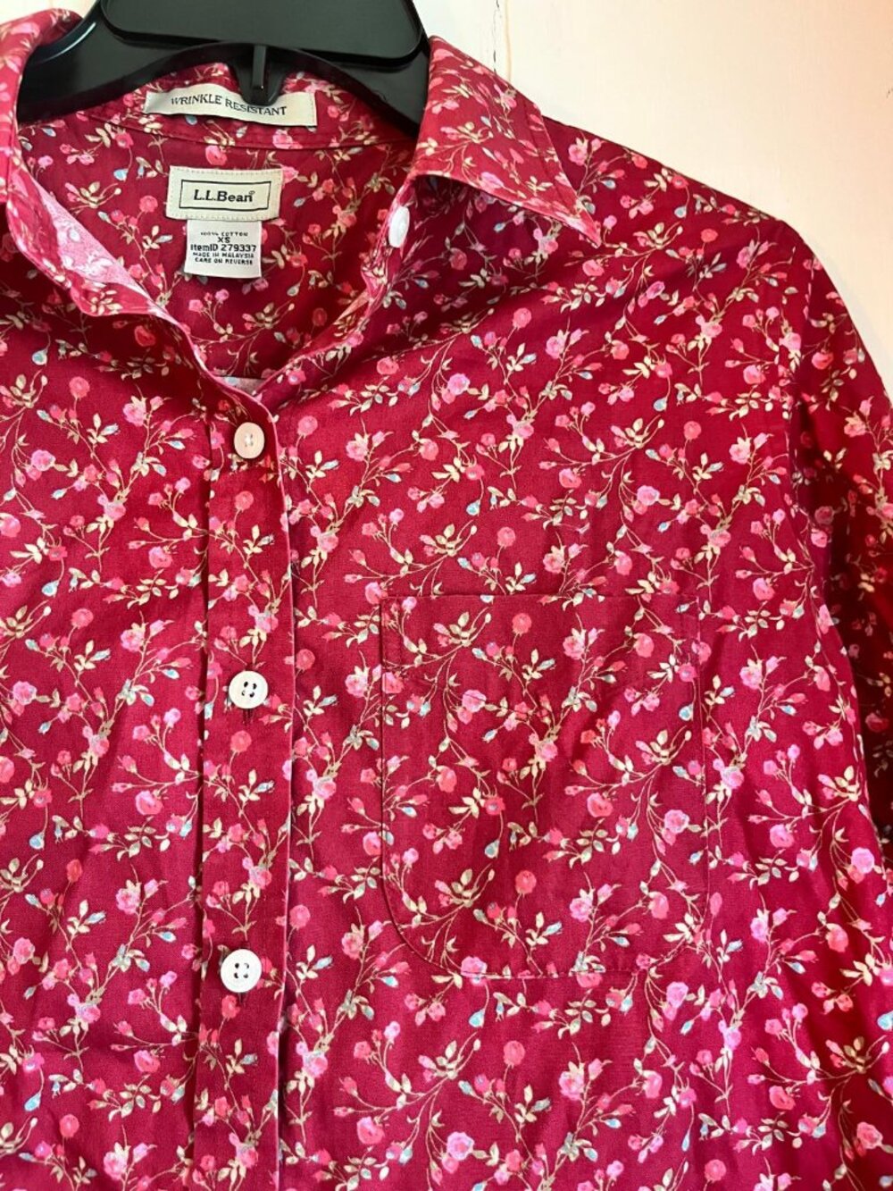 Calico Floral Wrinkle-Resistent L L Bean Floral Button Up XS